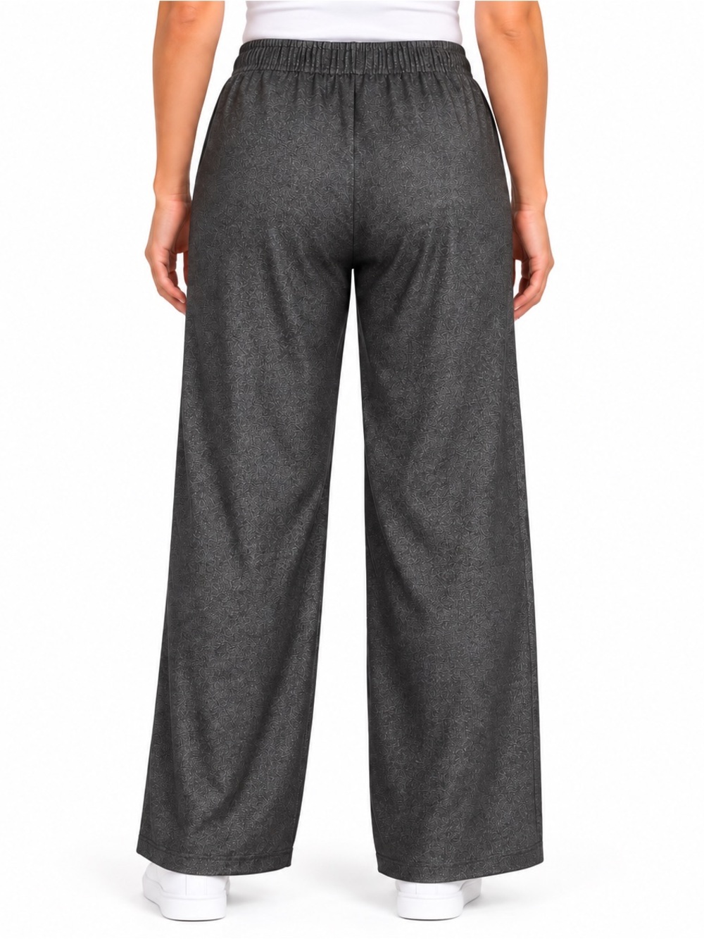 Max & Mabel Women’s L Wide Leg Jacquard Pull-On Pants Gray Black - Picture 2 of 9